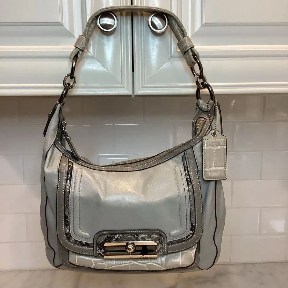 Coach Purse Handbag Leather Kristin Spectator Elevated Alligator Satchel Tote